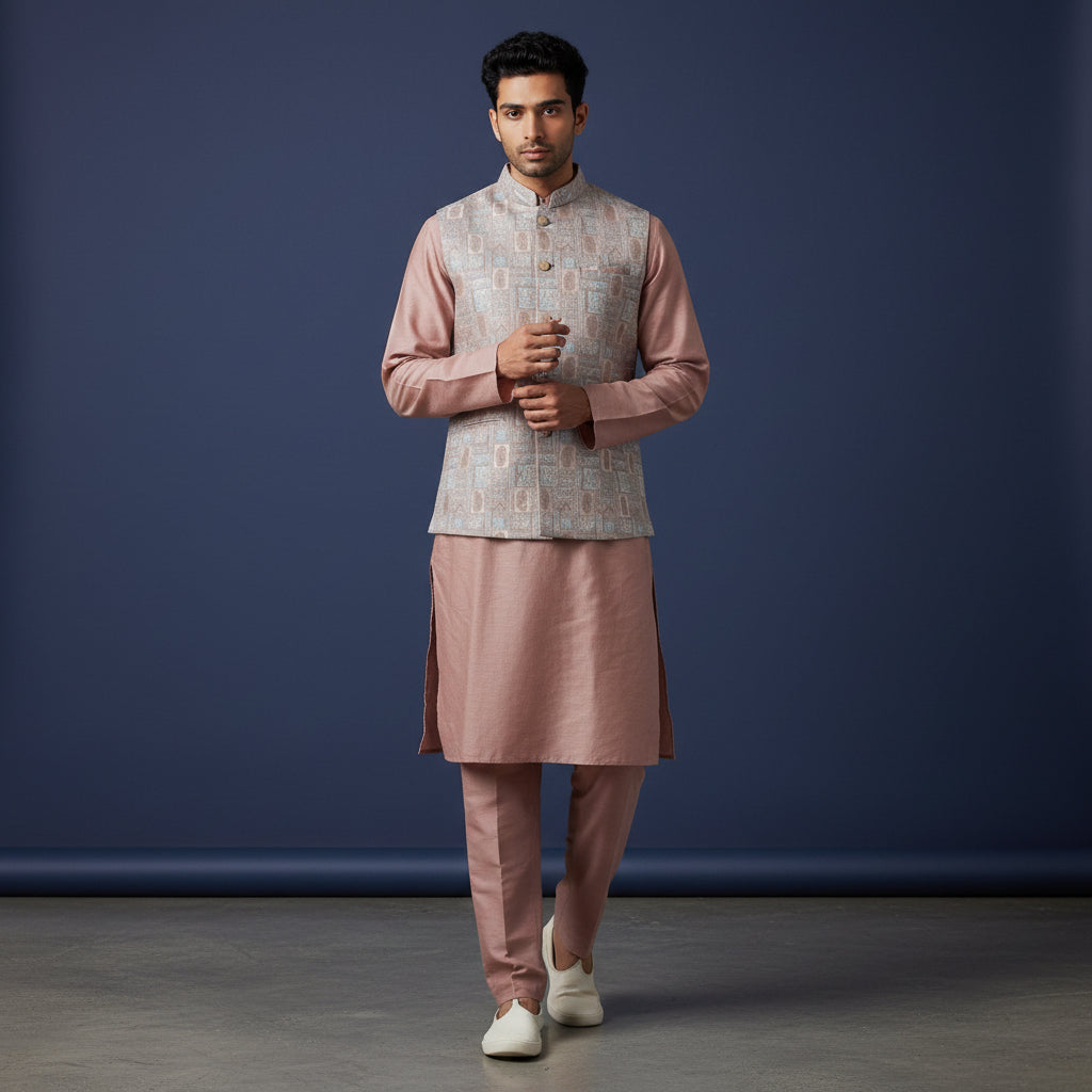 Cotton Silk Blend Kurta Set 3 Piece
