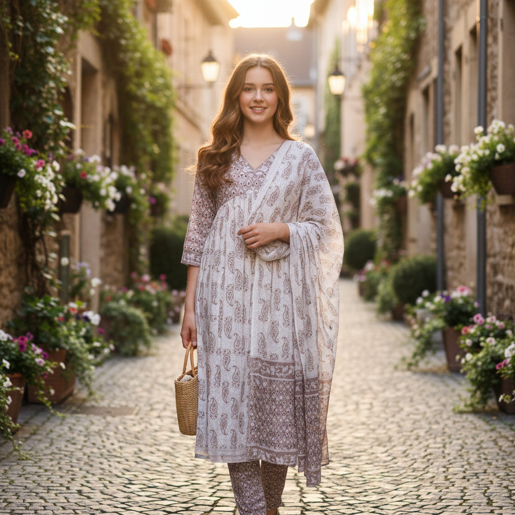 Premium Cotton Anarkali Tunic Set for Effortless Elegance