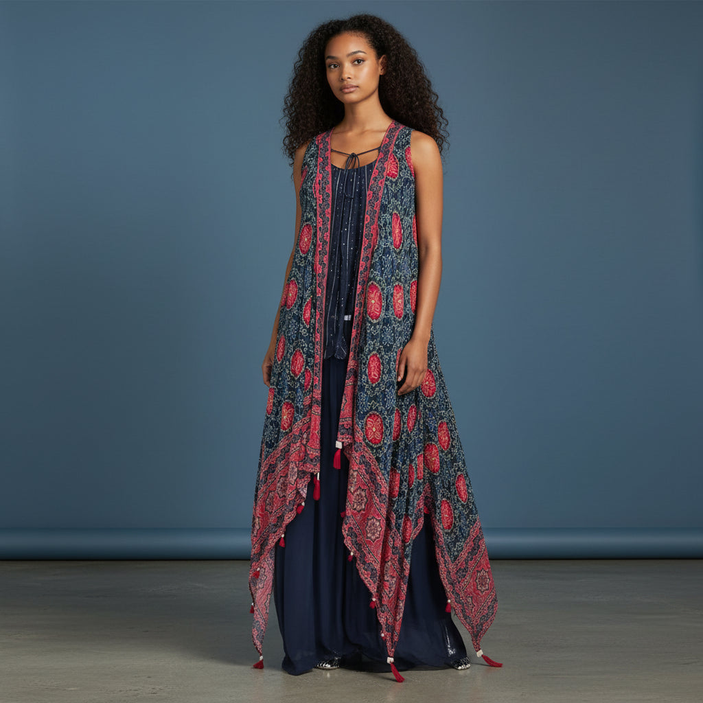 Chiffon Printed Jacket Maxi Dress Set