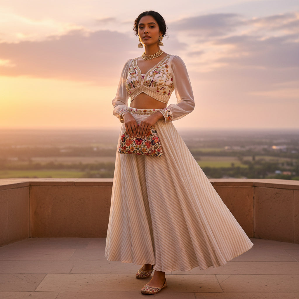 Organza Chiffon Crop Top Set