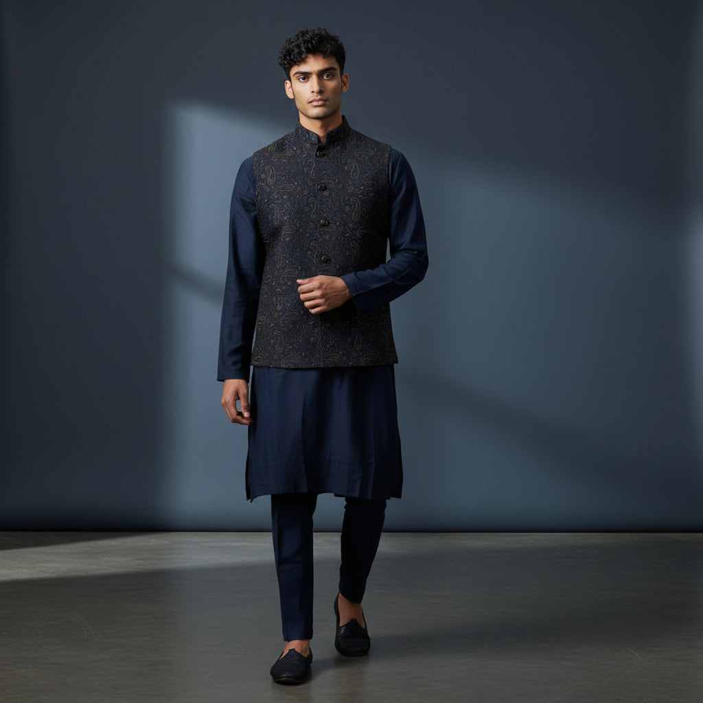 Cotton Silk Blend Kurta Set 3 Piece