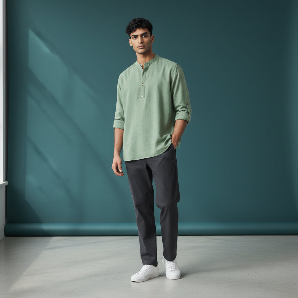 Linen Cotton Half Kurta