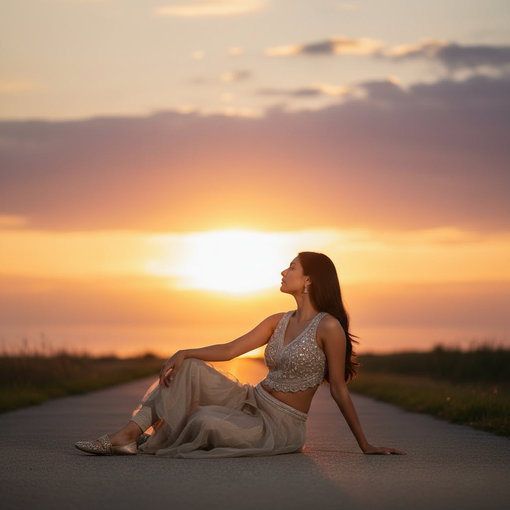 Organza Crop Top with Sheer Skirt