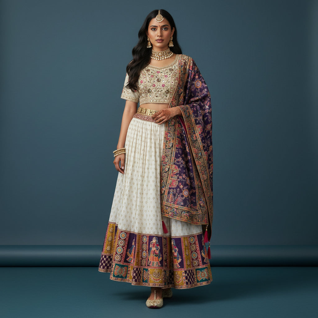 Embroidered Fabric Lehenga for Festive Events