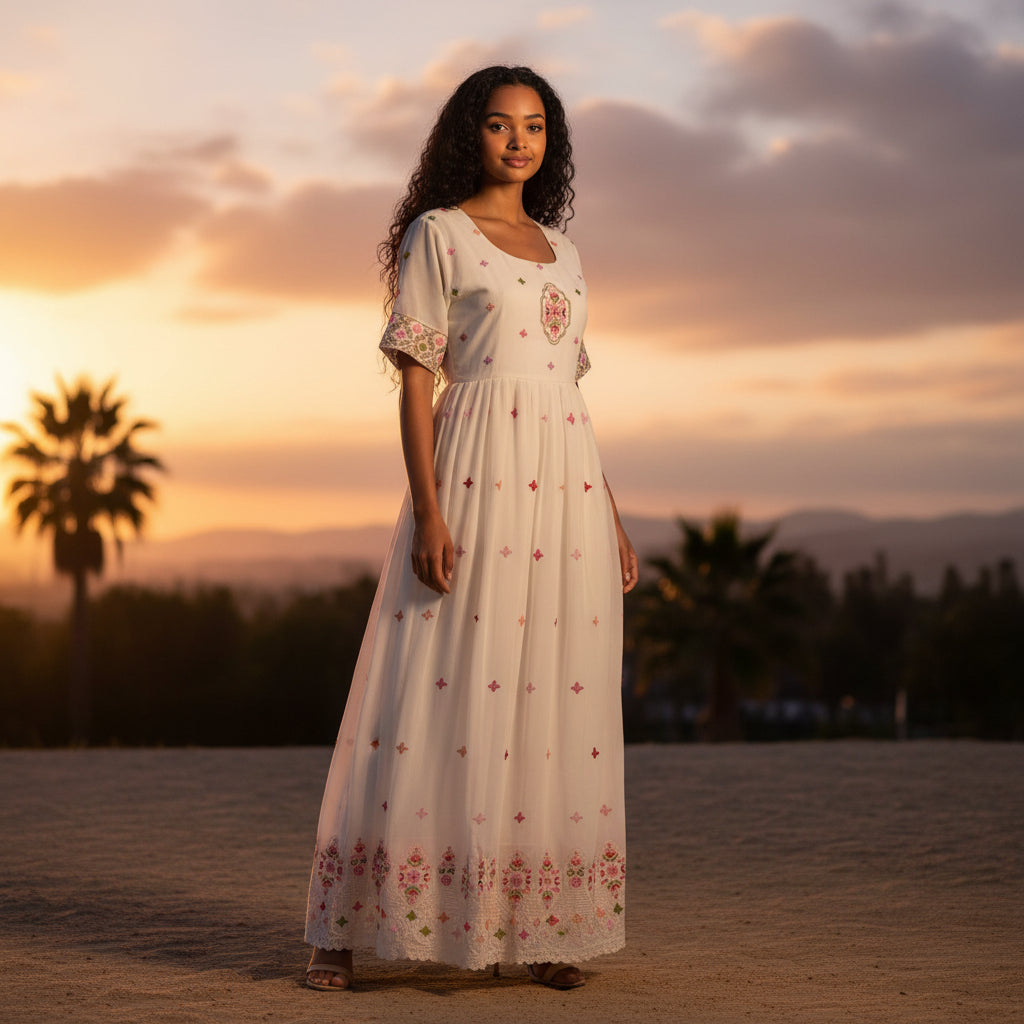 Georgette Floral Embroidered Long Dress