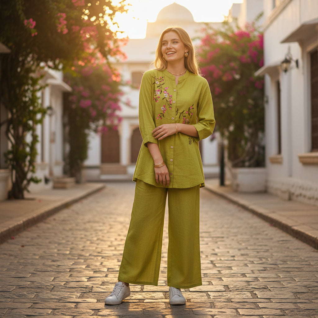 Slub Cotton Art Silk Co-ord Set