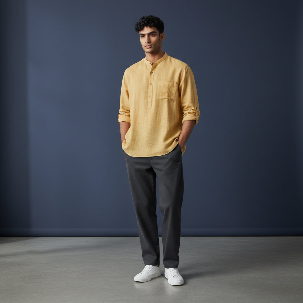 Linen Cotton Half Kurta for Everyday Comfort