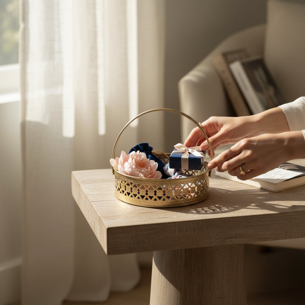 Gold-Plated Metal Decorative Basket