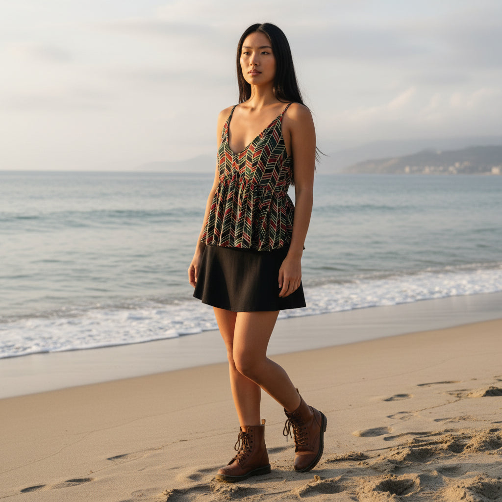 Cotton Peplum Printed Tunic