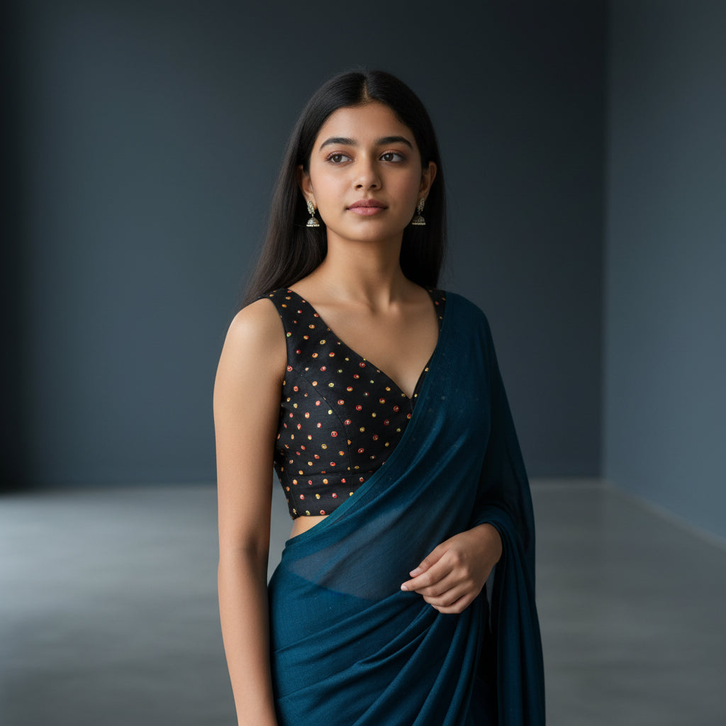 Silk Blend V-Neck Blouse