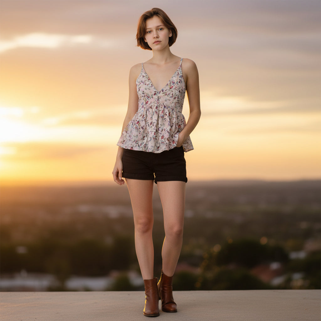 Cotton Peplum Top Tunic