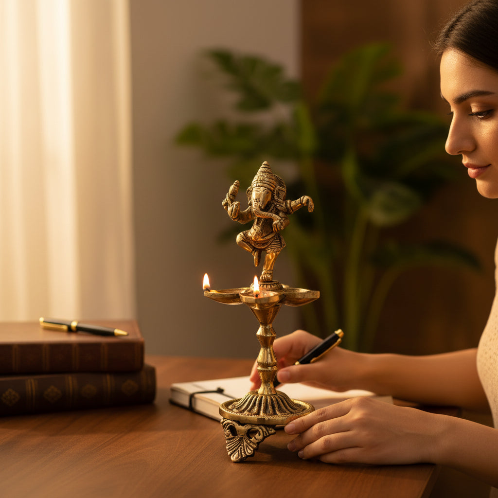 Brass Ganesha Aarti Stand