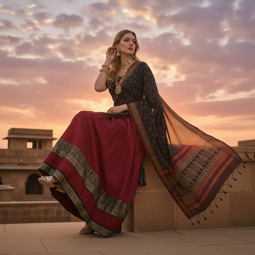 Silk Ikat Print Crop Top