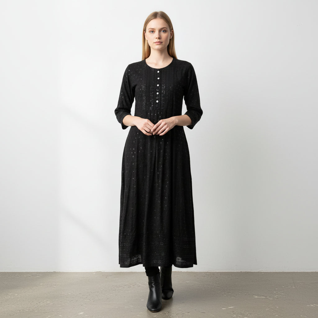 Georgette Frock Chikankari with Sequence