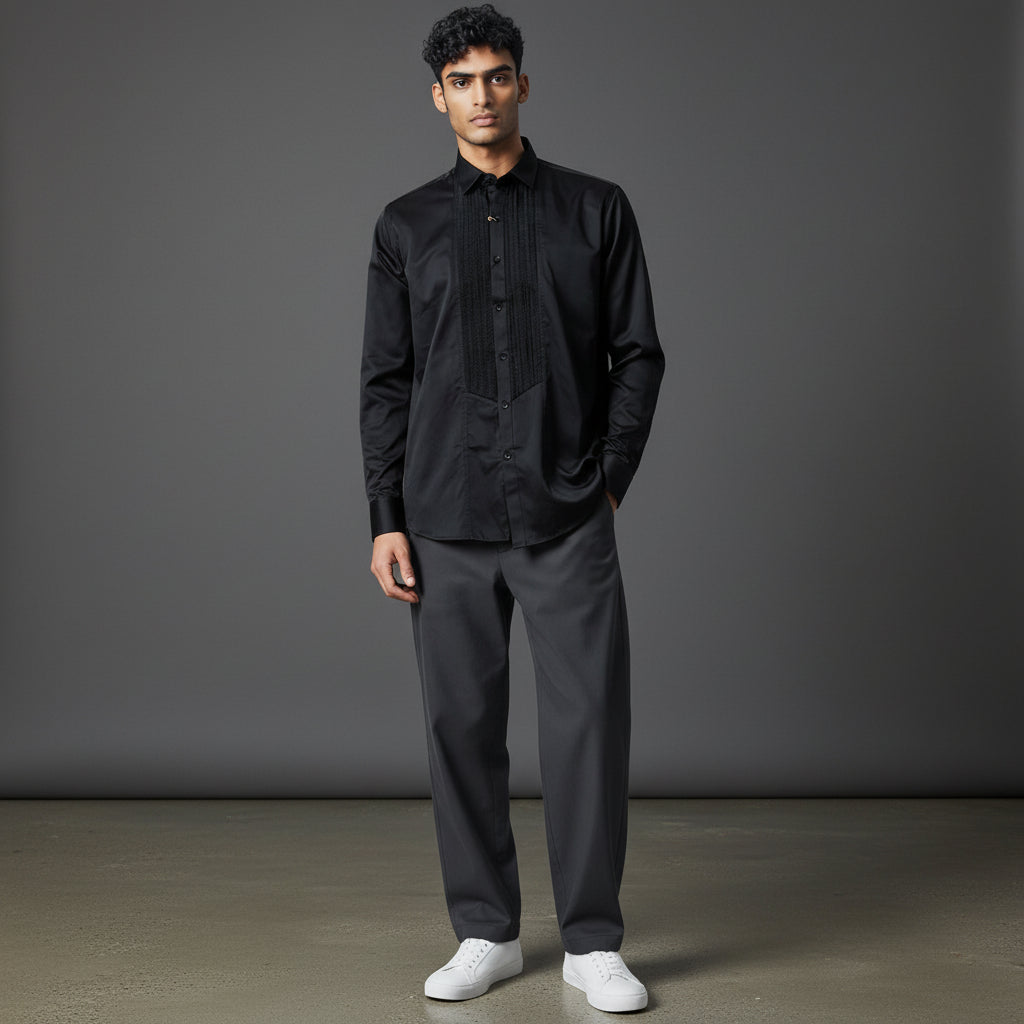 Cotton-Polyester Shirt Black Tuxedo