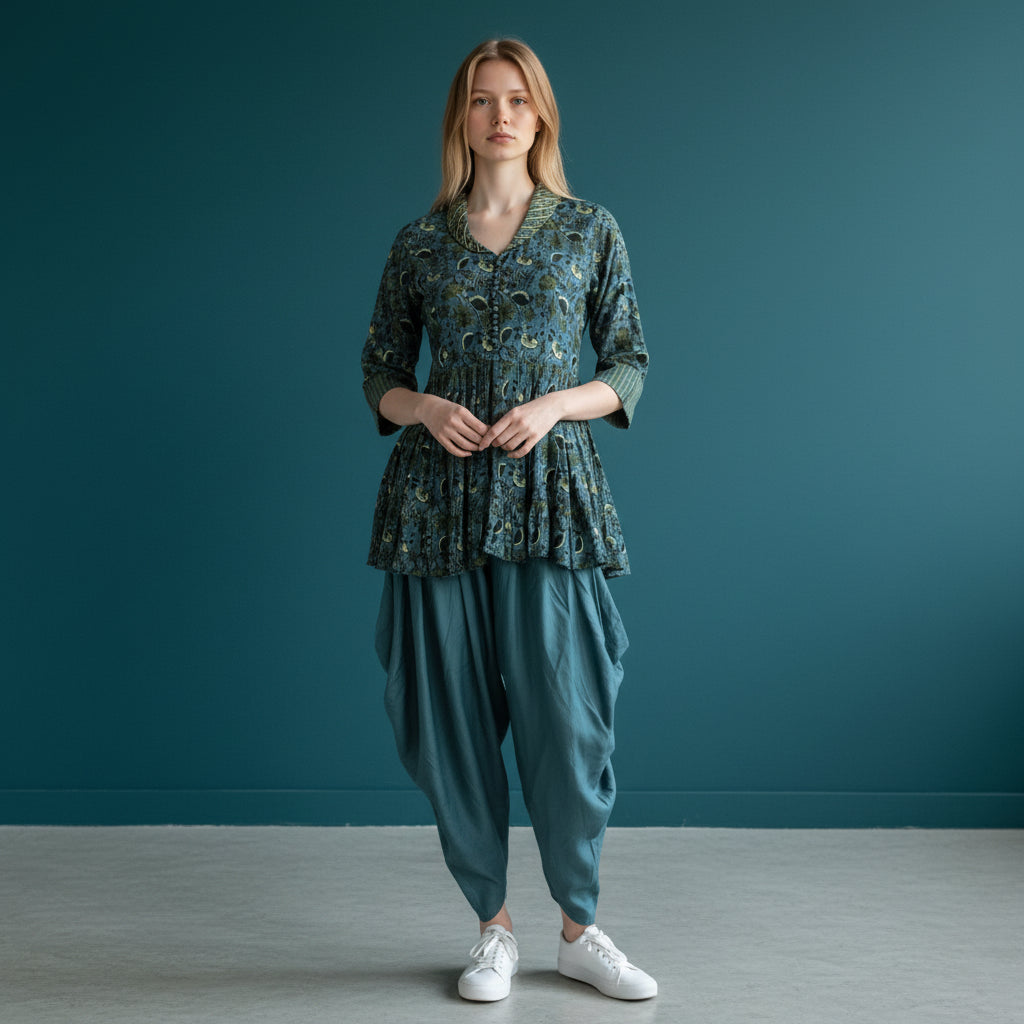 Lightweight Printed Fabric Dhoti Set for Comfort