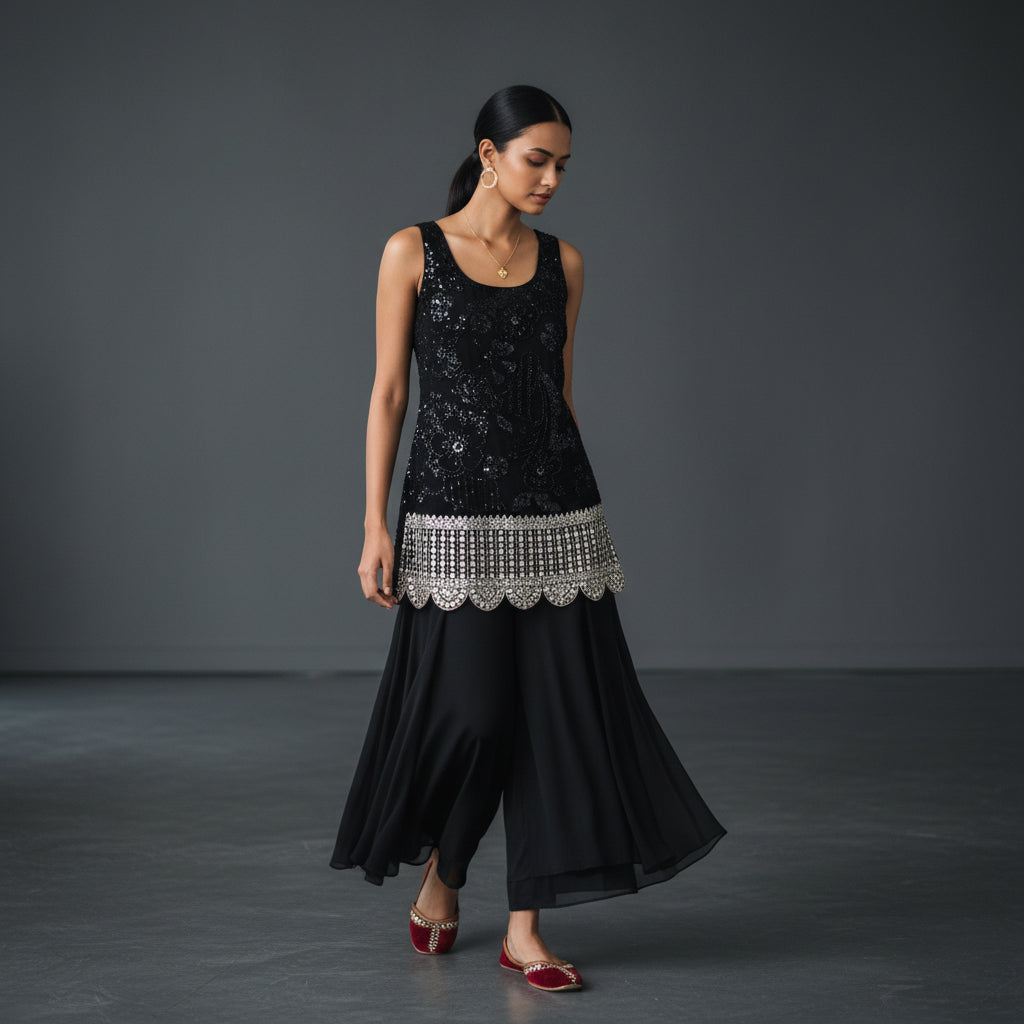 Georgette Sequined Kurta Top