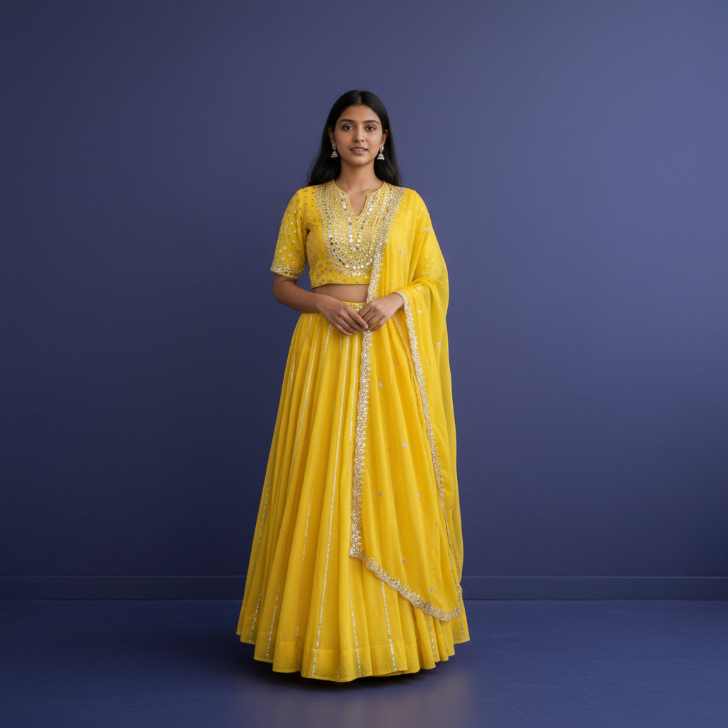 Georgette Lehenga with Heavy Bodice Embroidery