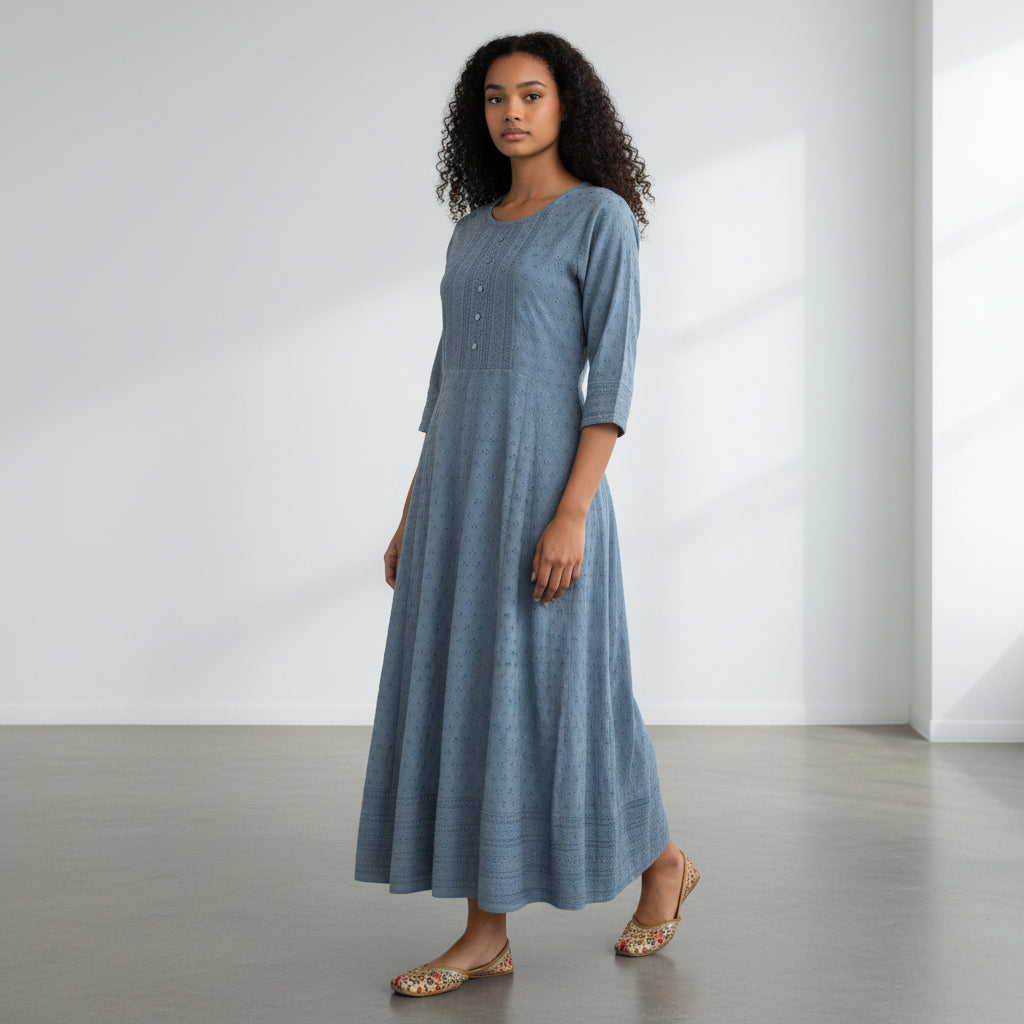 Georgette Frock with Chikankari and Sequence