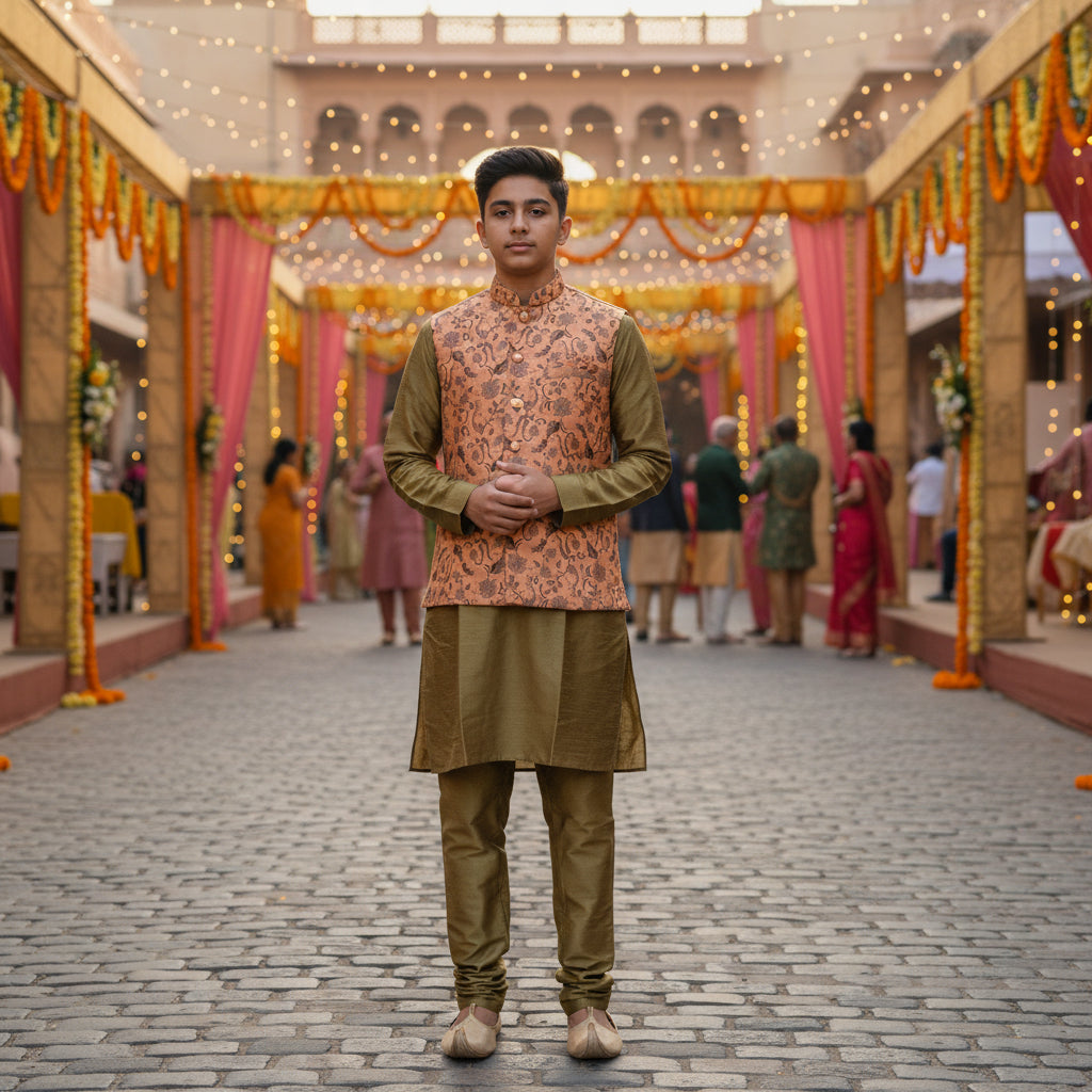 Cotton Silk Blend Kurta Set 3 Piece