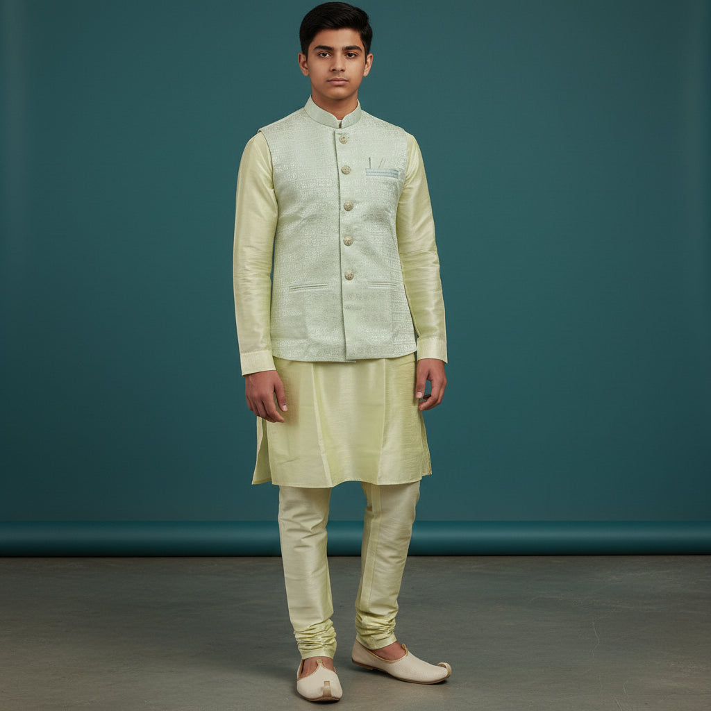 Cotton Silk Blend Kurta Set 3 Piece