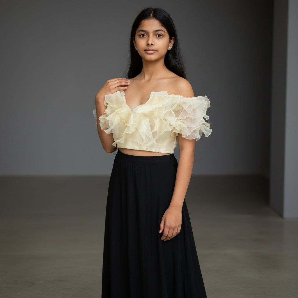 Organza Multi-Layer Ruffle Designer Blouse