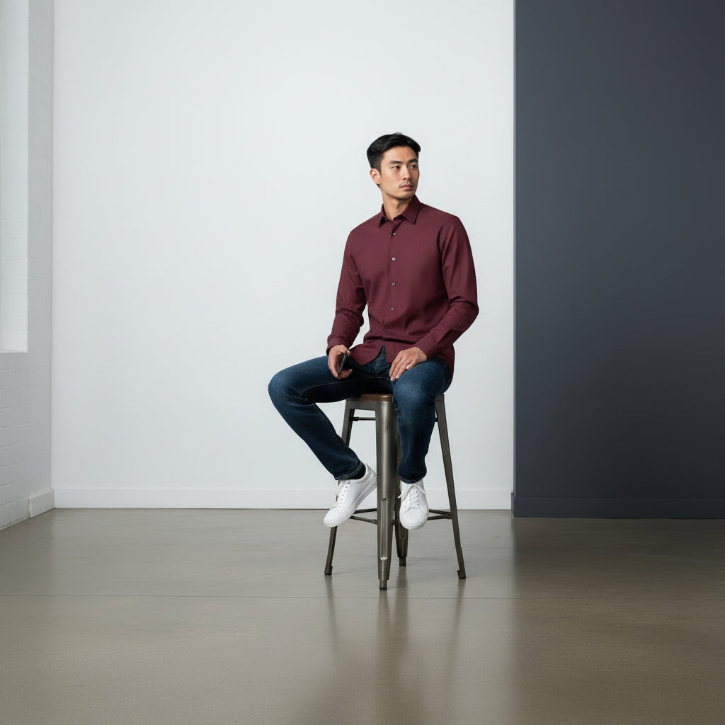 Polyester Cotton Button-Up Shirt