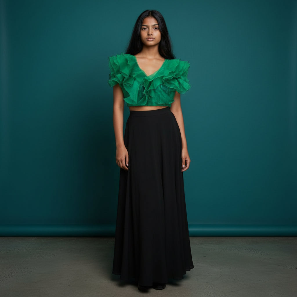 Organza Multi-Layer Ruffle Designer Blouse