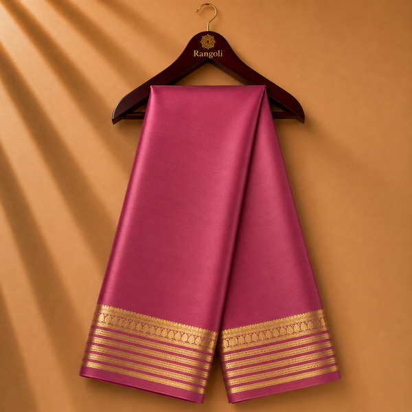 Rani Pink Mysore Silk Saree with Rich Gold Zari Border