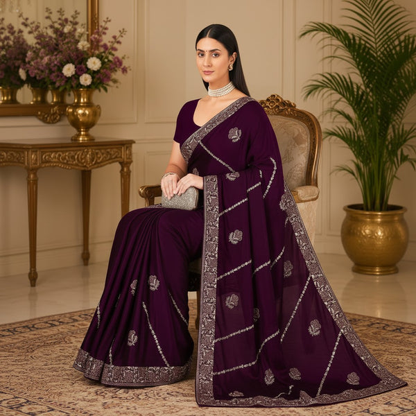 Designer Saree with Ornate Embroidered Border