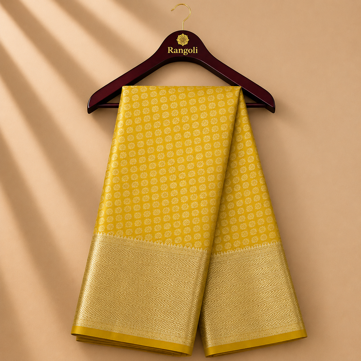 Mustard Yellow Kanchi Pattu Silk Saree with Rich Gold Zari Woven Border