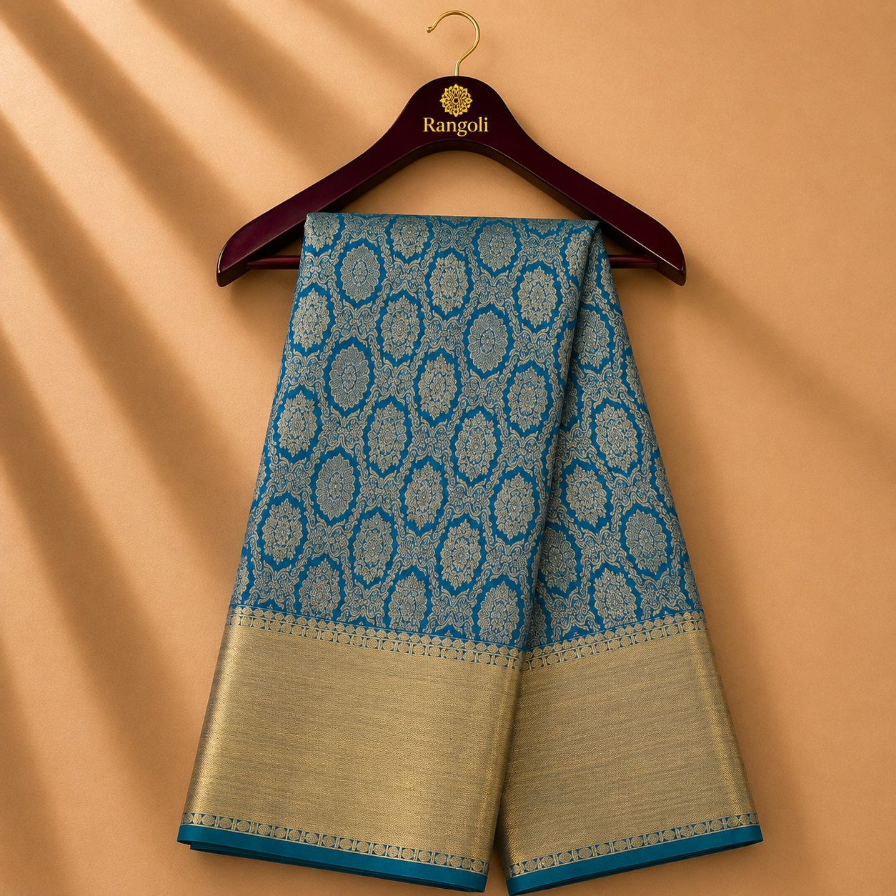 Sky Blue Kanchipattu Silk Saree with Rich Gold Zari Woven Border