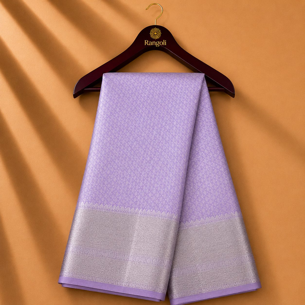 Lavender Kanchipattu Silk Saree with Silver Zari Woven Border