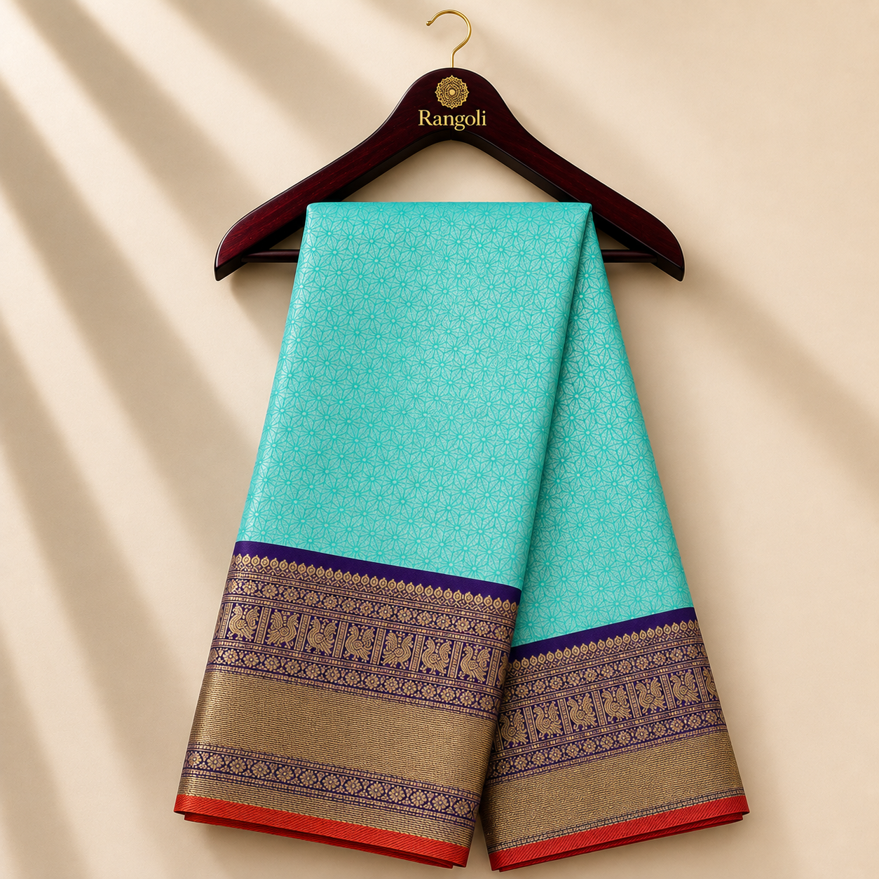 Aqua Green Kanchipattu Silk Saree with Royal Purple Zari Border