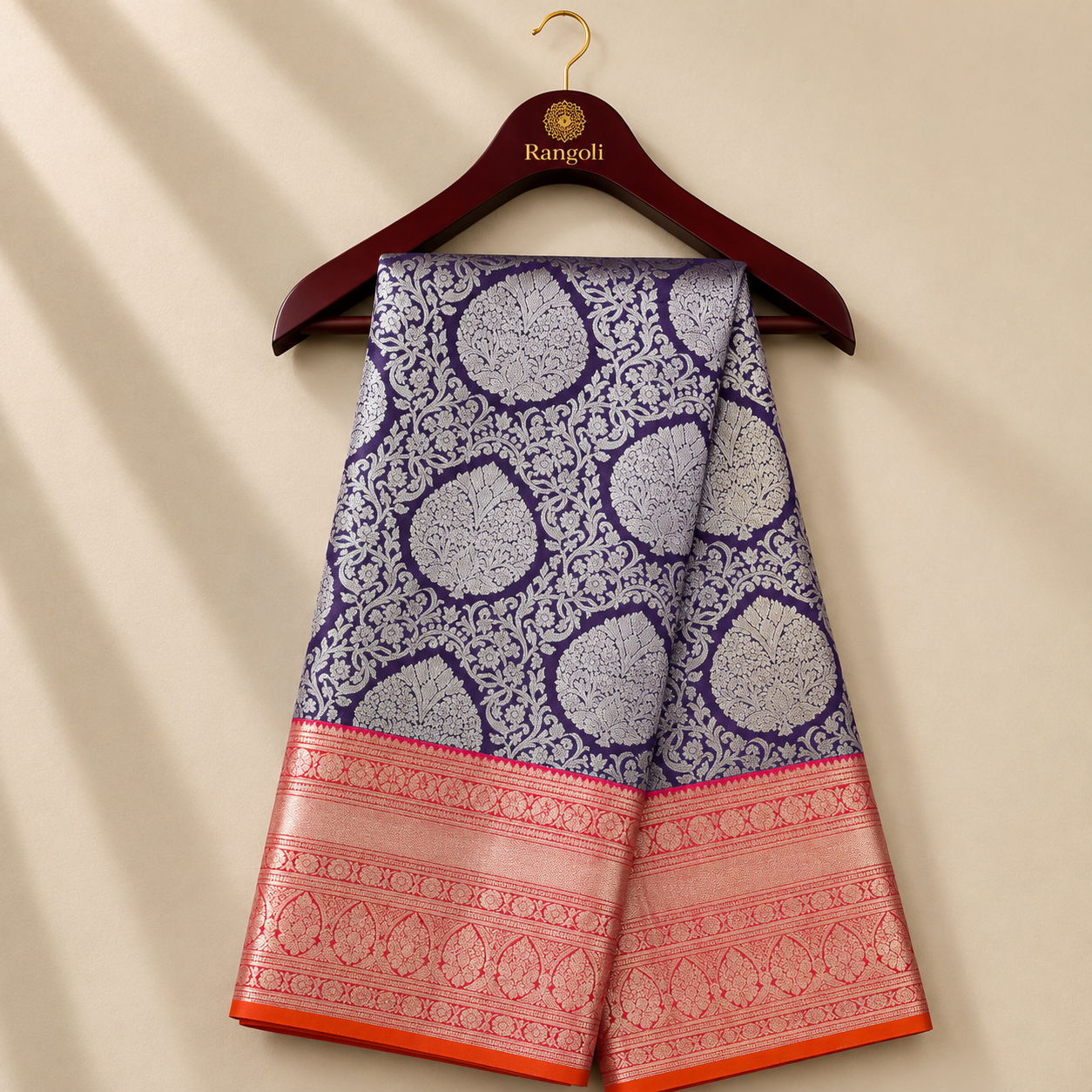 Royal Purple Kanchi Pattu Silk Saree with Blush Pink Zari Border