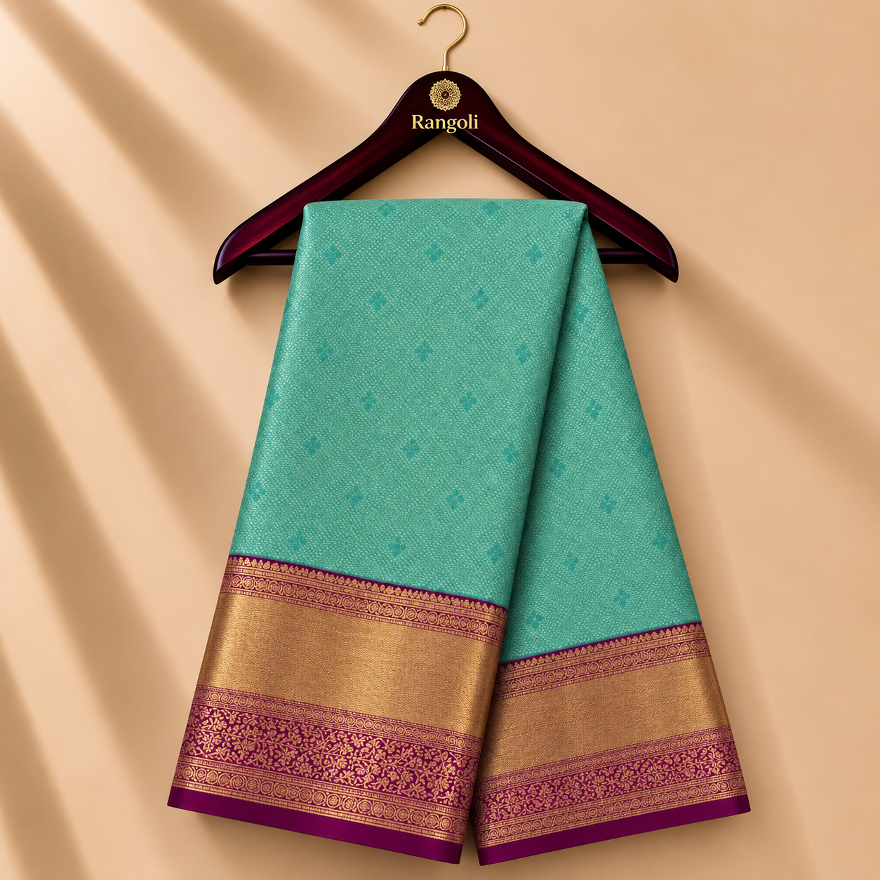Sea Green Kanchi Pattu Silk Saree with Rich Gold Zari Border