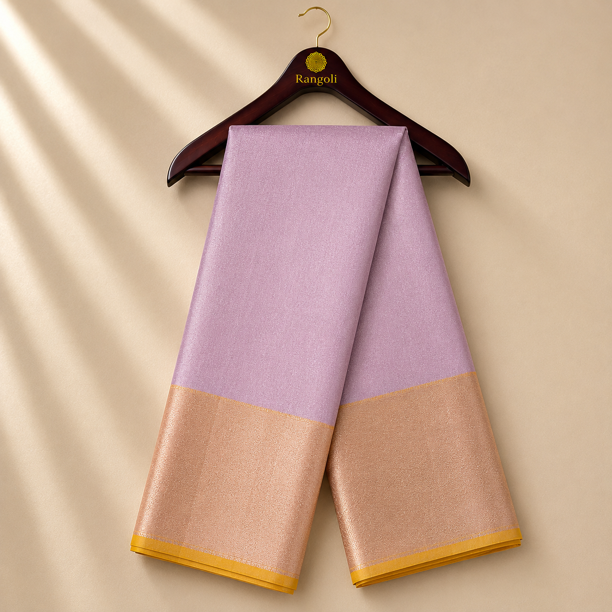 Pastel Lavender Kanchi Pattu Silk Saree with Gold Zari Border