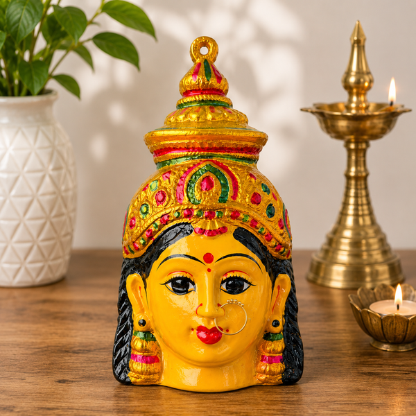 Handcrafted Goddess Face Idol for Pooja Décor | Traditional Divine Decorative Idol