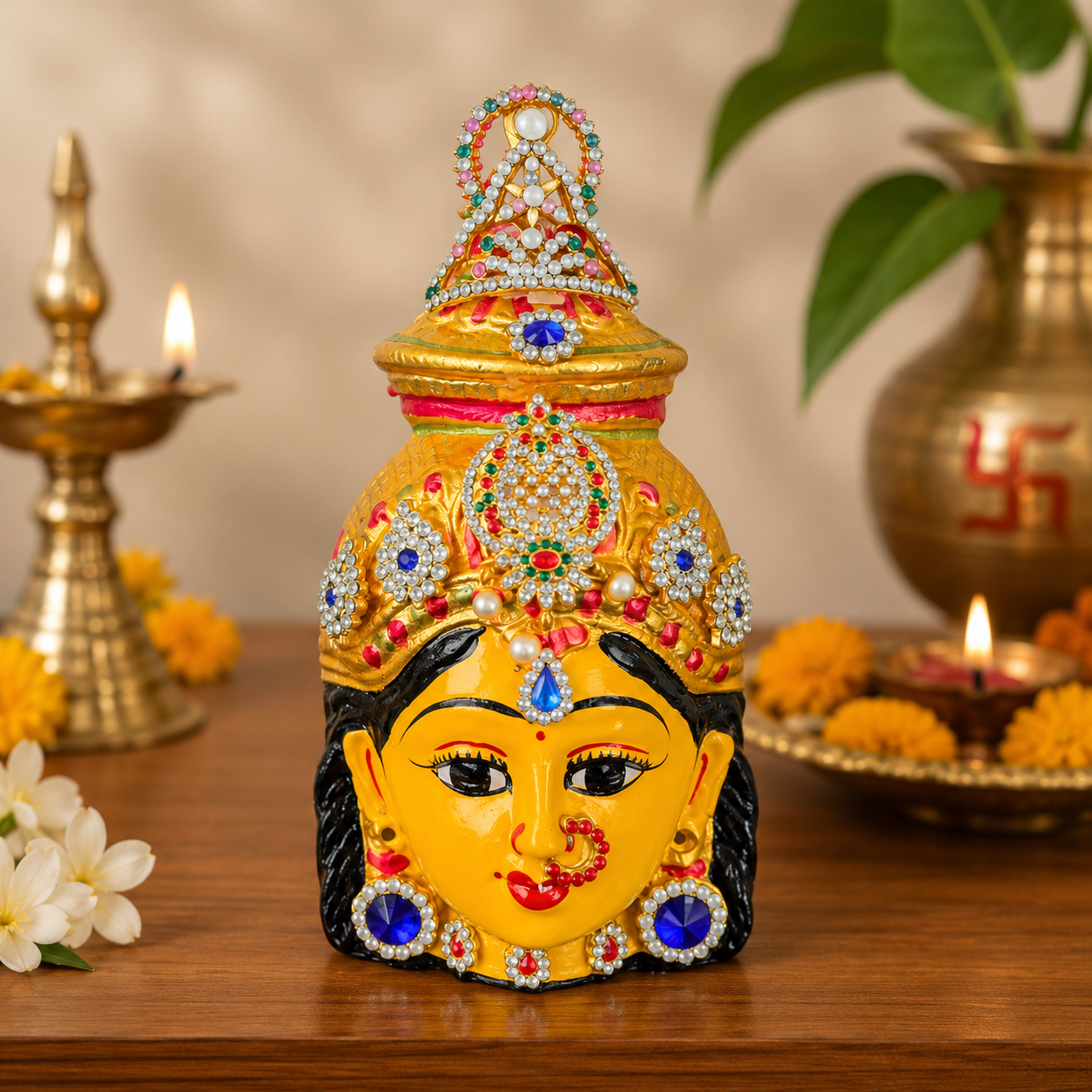 Handcrafted Goddess Face Idol for Pooja
