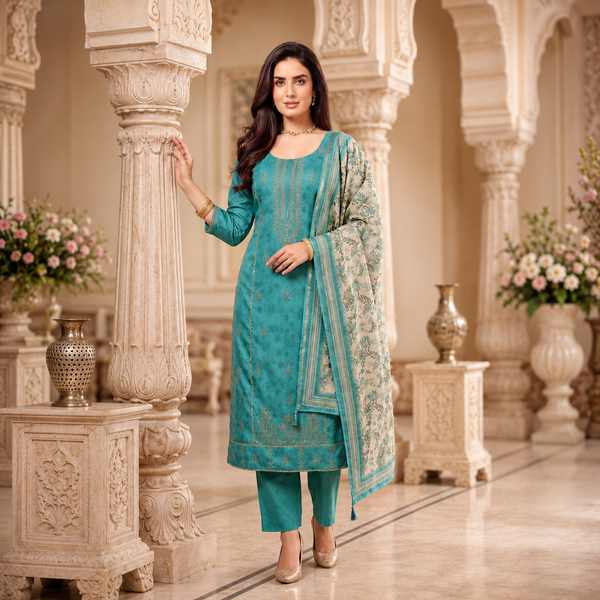 Graceful embroidered straight-cut kurta set featuring intricate detailing and a beautifully coordinated dupatta for an elegant ethnic look. ✨👗