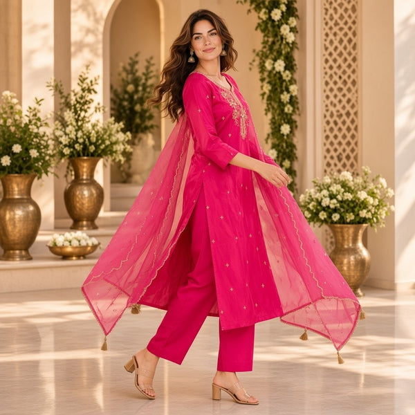 Vibrant Magenta Embroidered Salwar Suit