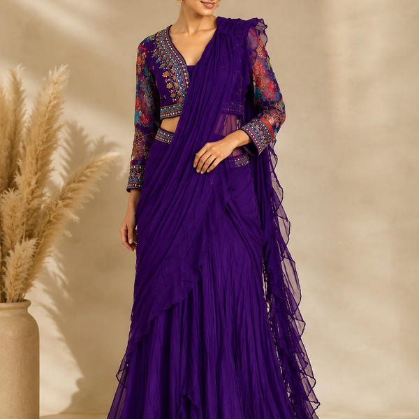 Crepe Draped Lehenga for Elegant Celebrations
