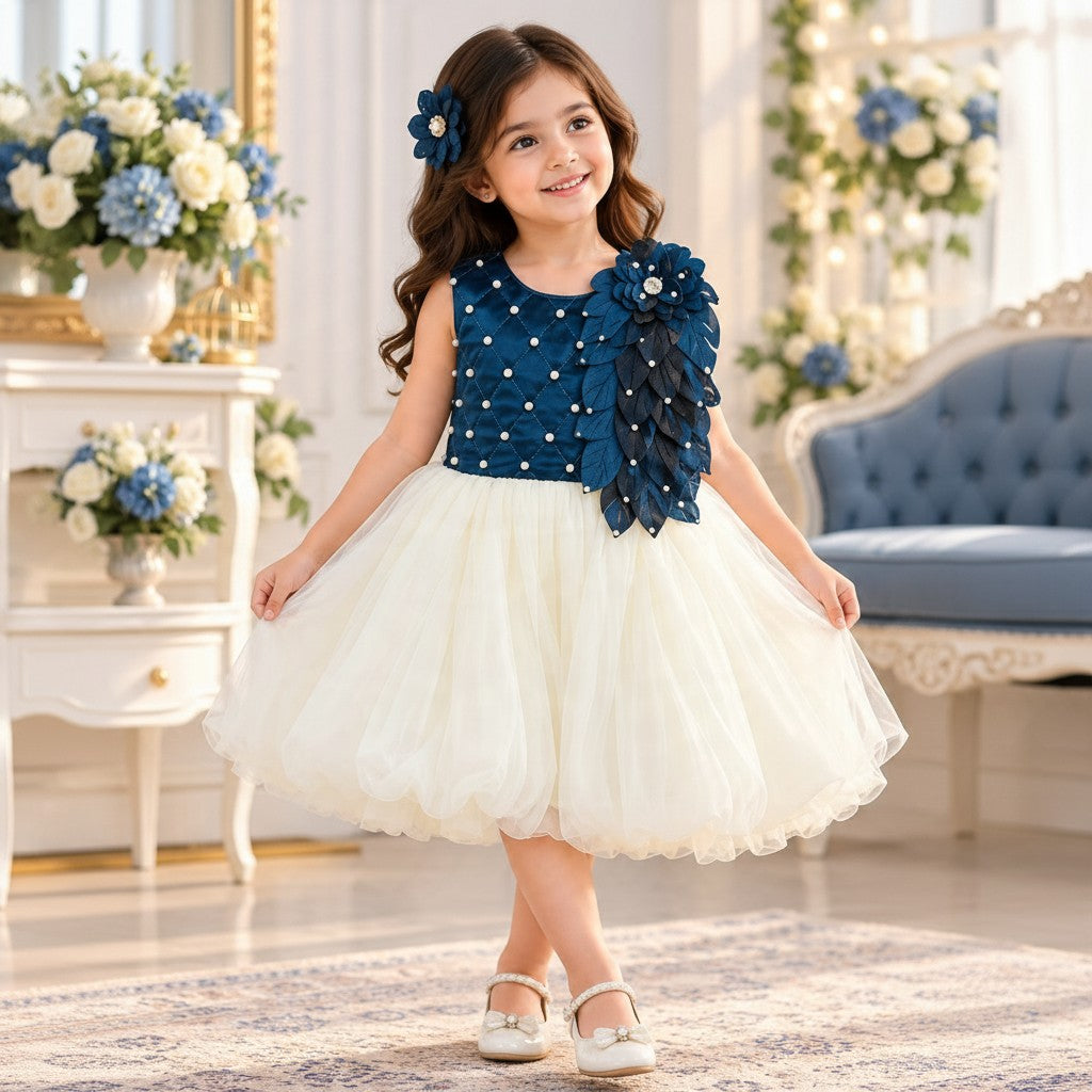 Navy Blue & Ivory Princess Frock for Girls