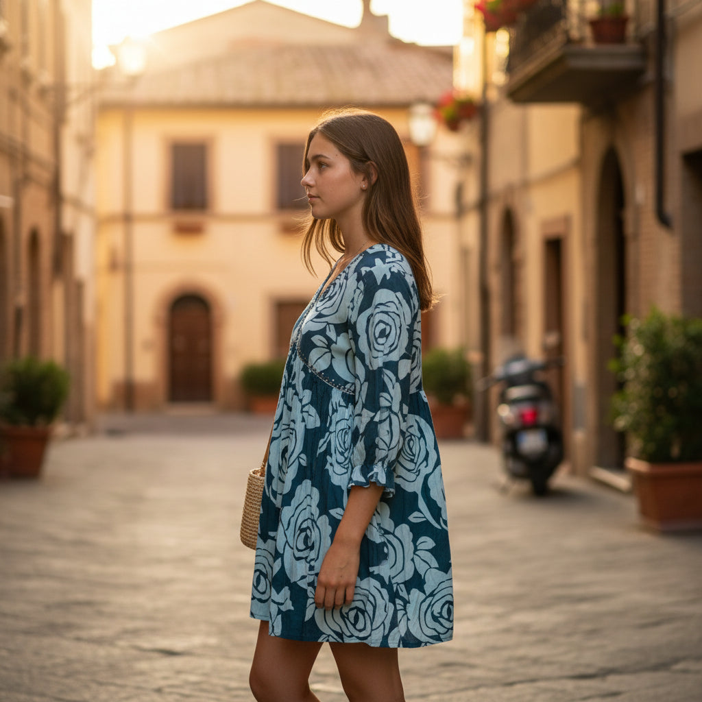 Teal Rose Tunic
