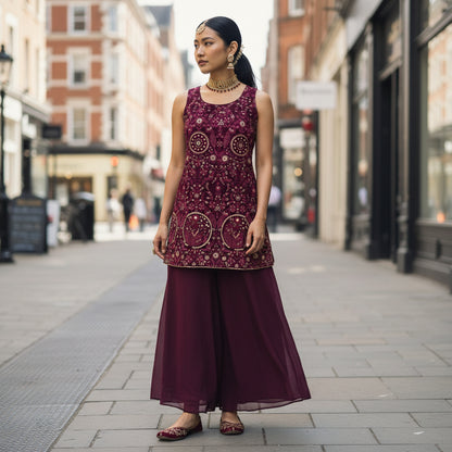 Silk-style Tunic Palazzo Set