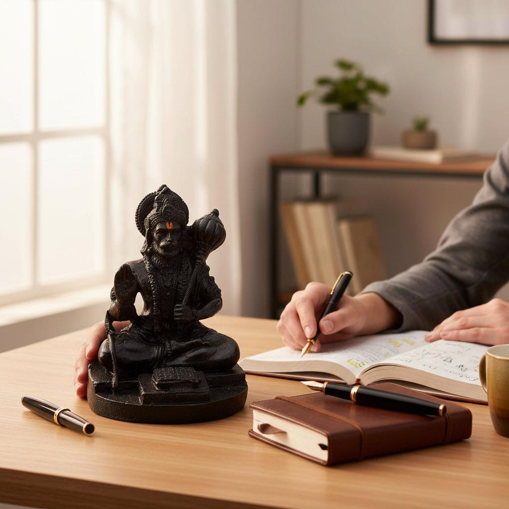 Black Stone Hanuman Idol – Handcrafted Spiritual Decor