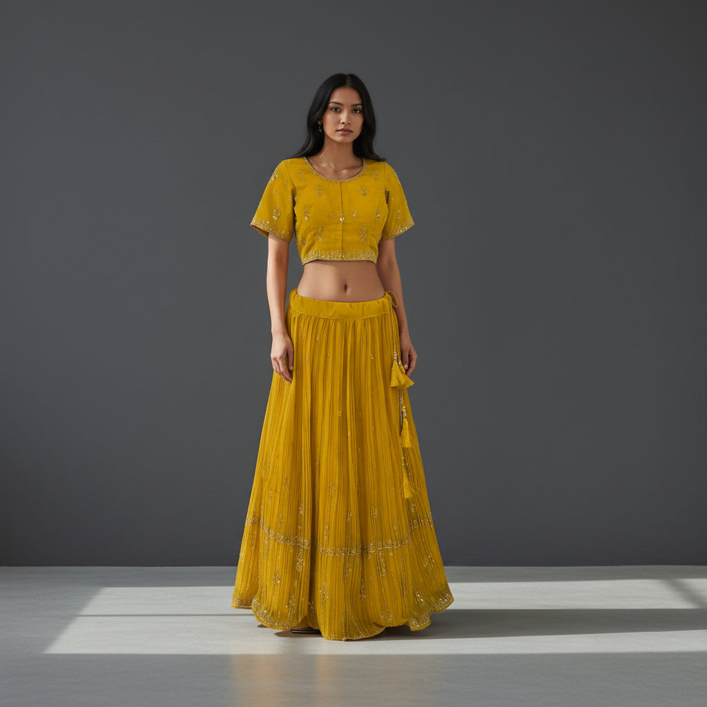 Silk Lehenga Mustard Yellow