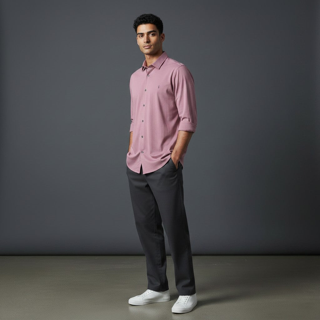 Men's Mauve Button-Up Shirt