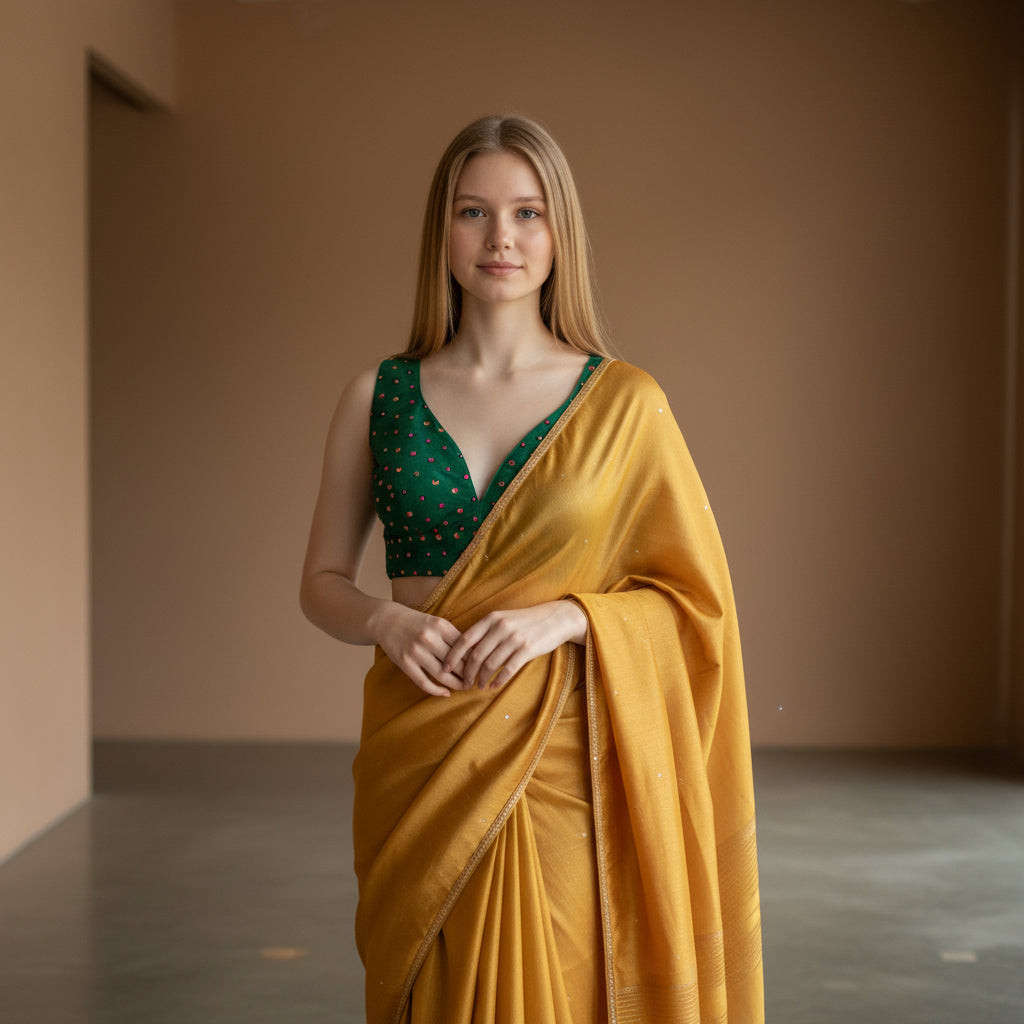 Silk Blend V-Neck Designer Blouse