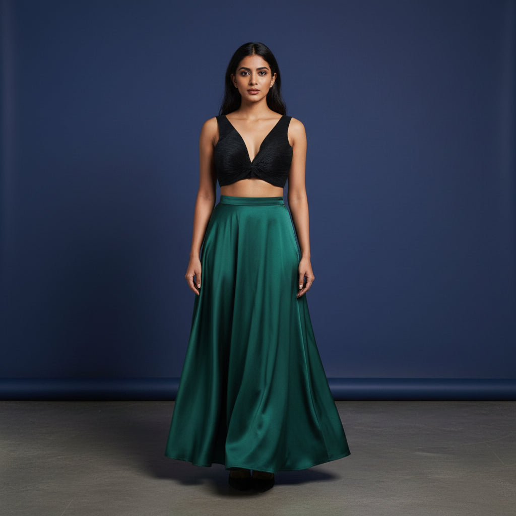 Crushed Silk Textured Pleated Designer Blouse